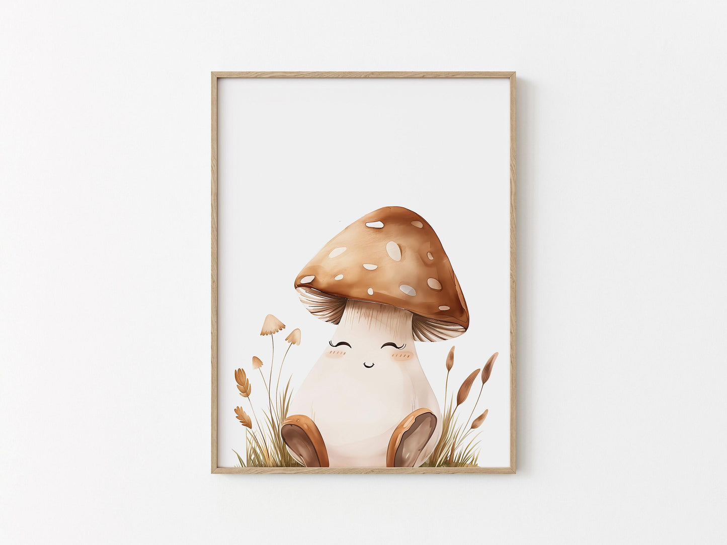 Affiche numérique Champignon cèpe - Illustration mignonne chambre d'enfant