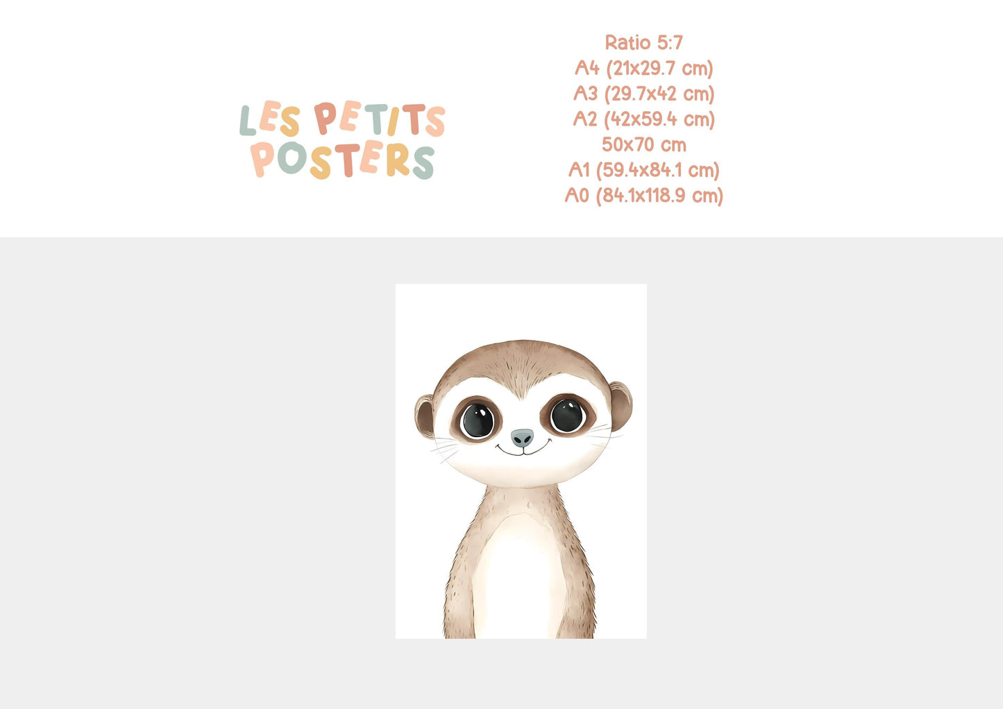 Affiche numérique Suricate - Illustration mignonne chambre d'enfant