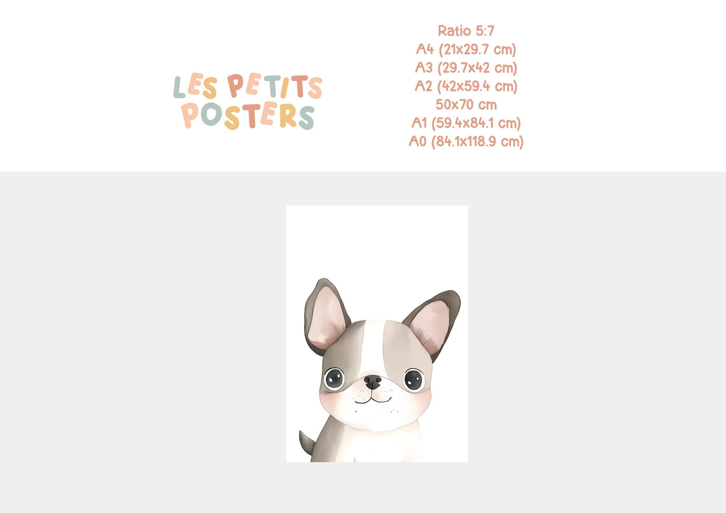 Poster chien carlin - illustration - décoration murale pour chambre d'enfant - cadeau de naissance